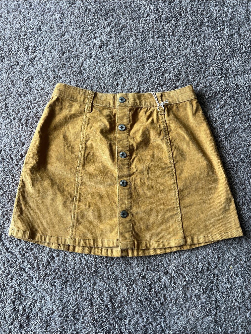 Regeneration Celebrity Pink Mustard Yellow Corduroy Button Down Skirt Size 9/29